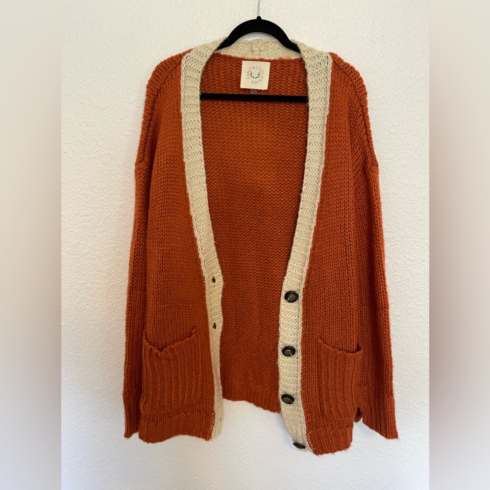 NWOT Chunky Cardigan in Orange and Cream